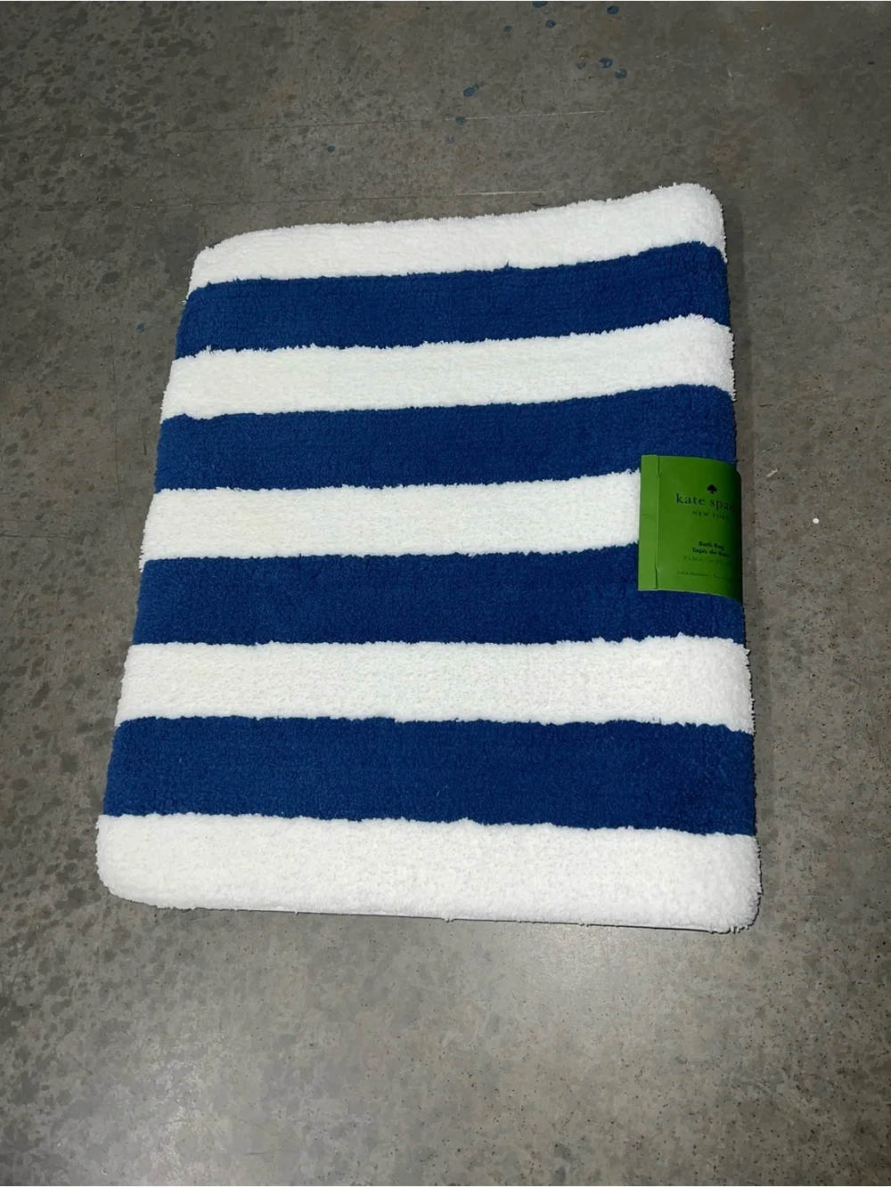 Kate Spade New York Royal Blue & White Striped Bath Mat/Rug Size 21x34
